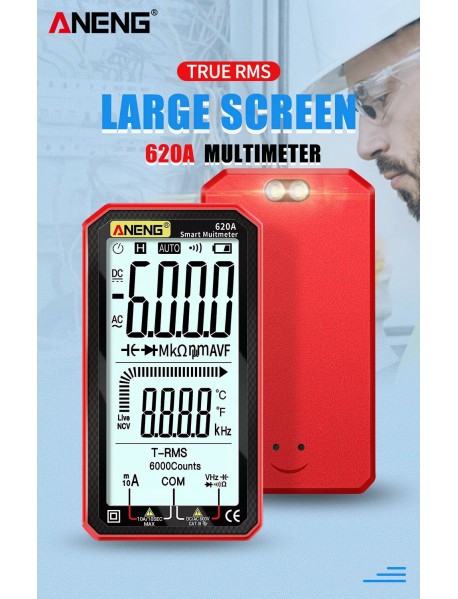 Multimetru Digital ANENG 620A Ecran de 4.77 inch, Detectie automata, Curent DC/AC, Voltaj, Capacitate, Rezistenta, NCV