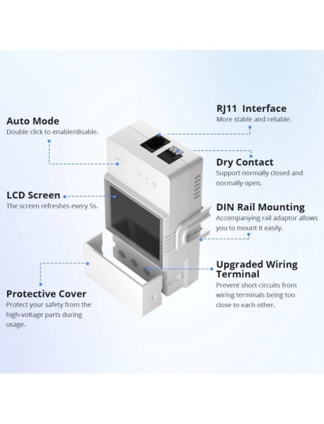 Sonoff releu inteligent WiFi Sonoff TH Elite R3 20A cu ecran LCD (THR320D)