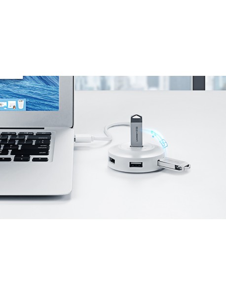 Adaptor HUB 4-in-1 UGREEN CR106, USB - 4x USB 2.0, LED, 1m, Alb Adaptor HUB 4-in-1 UGREEN CR106, USB - 4x USB 2.0, LED, 1m, Alb