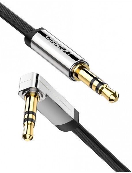 Cablu Audio Ugreen AV119 Angled Flat Jack 3.5mm 2m , Black