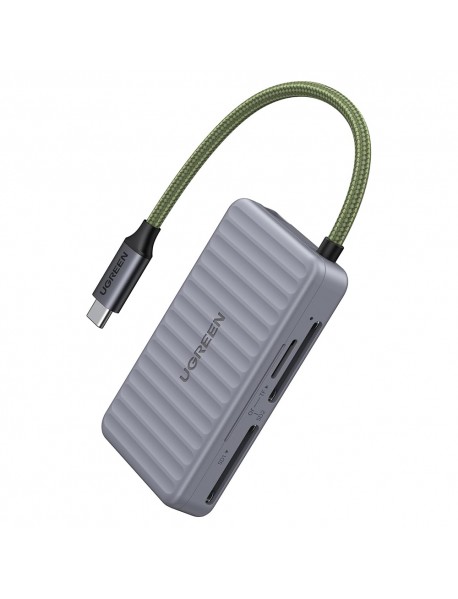 Ugreen - Card Reader (55886) - Type-C to 2x SD, TF Card, Dual Connector, 170MB/s, Plug&Play, Built-in Cable - Grey