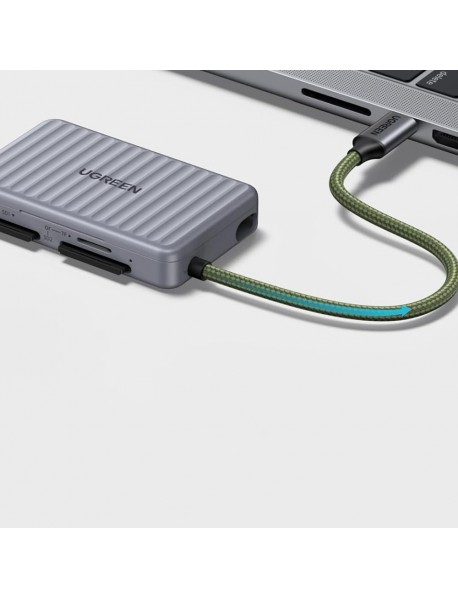 Ugreen - Card Reader (55886) - Type-C to 2x SD, TF Card, Dual Connector, 170MB/s, Plug&Play, Built-in Cable - Grey