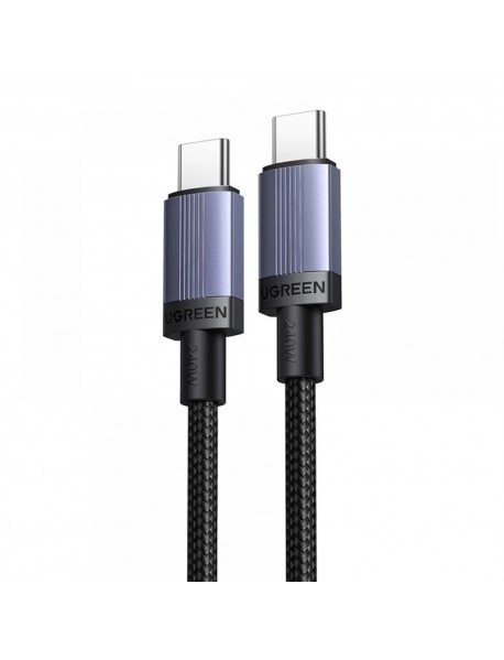 Ugreen - Data Cable (65907) - Type-C to Type-C, Fast Charging, 240W, 5A, 480Mbps, Nylon Braided, 1m - Gray Ugreen - Data Cable (65907) - Type-C to Type-C, Fast Charging, 240W, 5A, 480Mbps, Nylon Braided, 1m - Gray