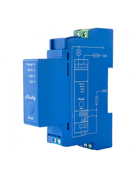 Comutator inteligent pentru șină DIN Shelly Pro 1 cu contacte uscate, 1 canal;