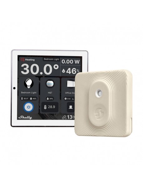 Set panou de control Shelly Wall Display (alb) + BLU H&T Ivory